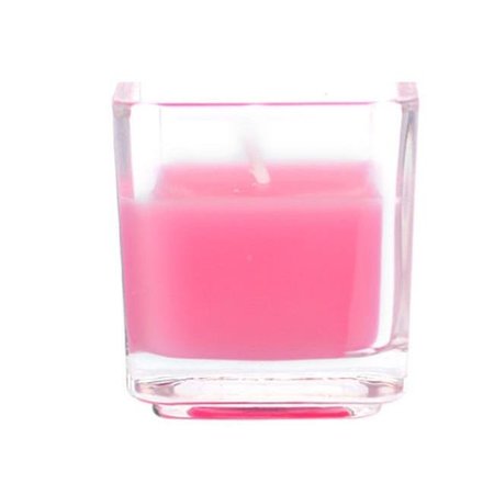 ZEST CANDLE Zest Candle CVZ-035 Hot Pink Square Glass Votive Candles -12pc-Box CVZ-035